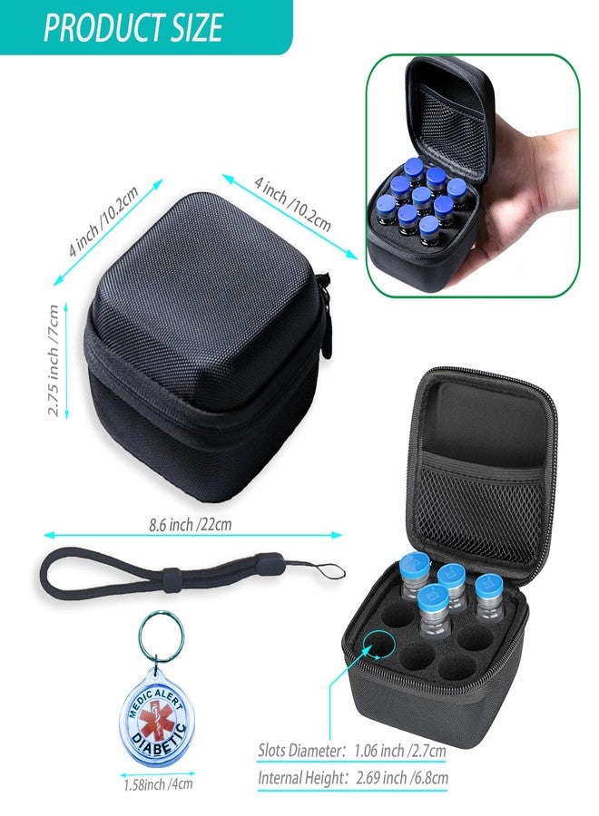 NCGDPZY Insulin and Peptide Vial Storage Case for Refrigerator and Travel, Vial Holder Organizer, Fits Standard 10ml U-100 Vials, 9-Slot, Black with Diabetes Badge - Image 2